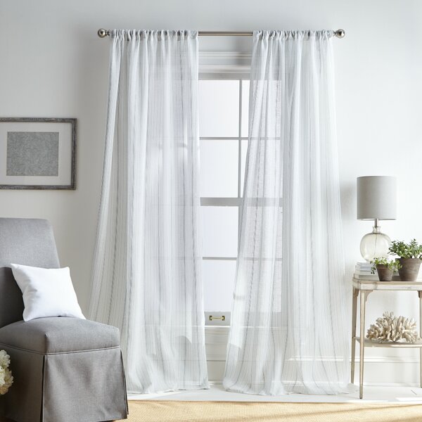 Martha Stewart Hampton Striped Sheer Single Curtain Panel & Reviews ...