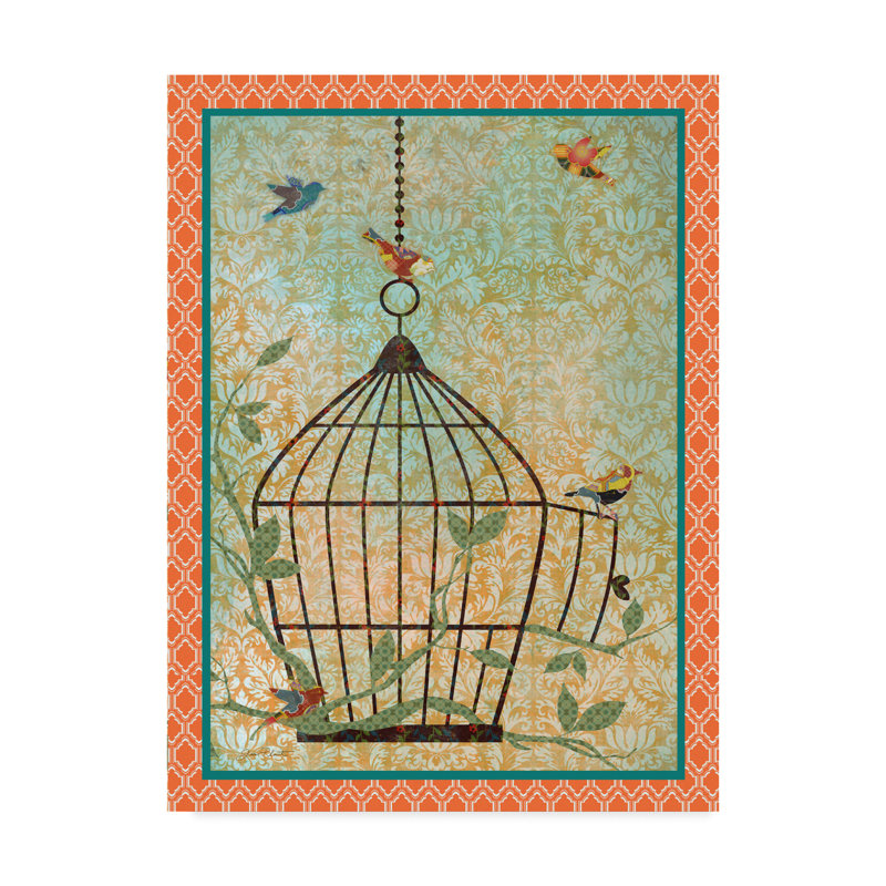 Charlton Home Bird Cage Escape Graphic Art Print On Wrapped Canvas Wayfair