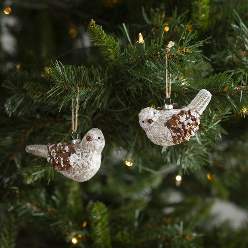 The Holiday Aisle 2 Piece Pinecone Birds Holiday Shaped Ornament