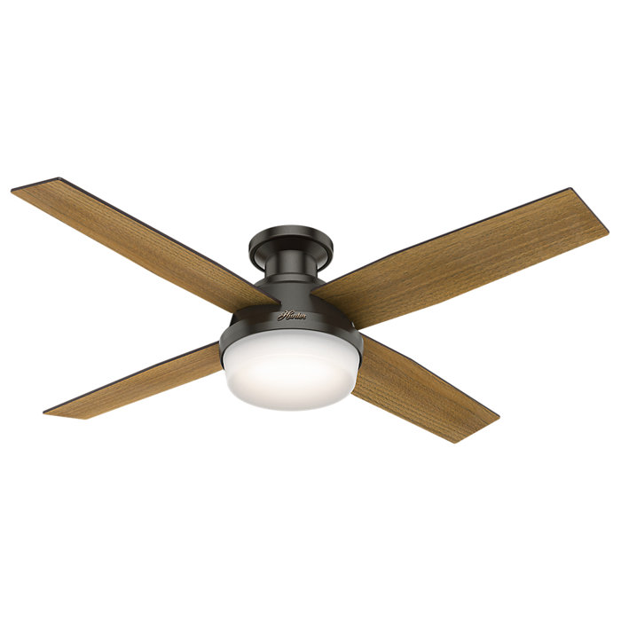 52 Dempsey Low Profile 4 Blade Ceiling Fan With Remote And Light Kit Included