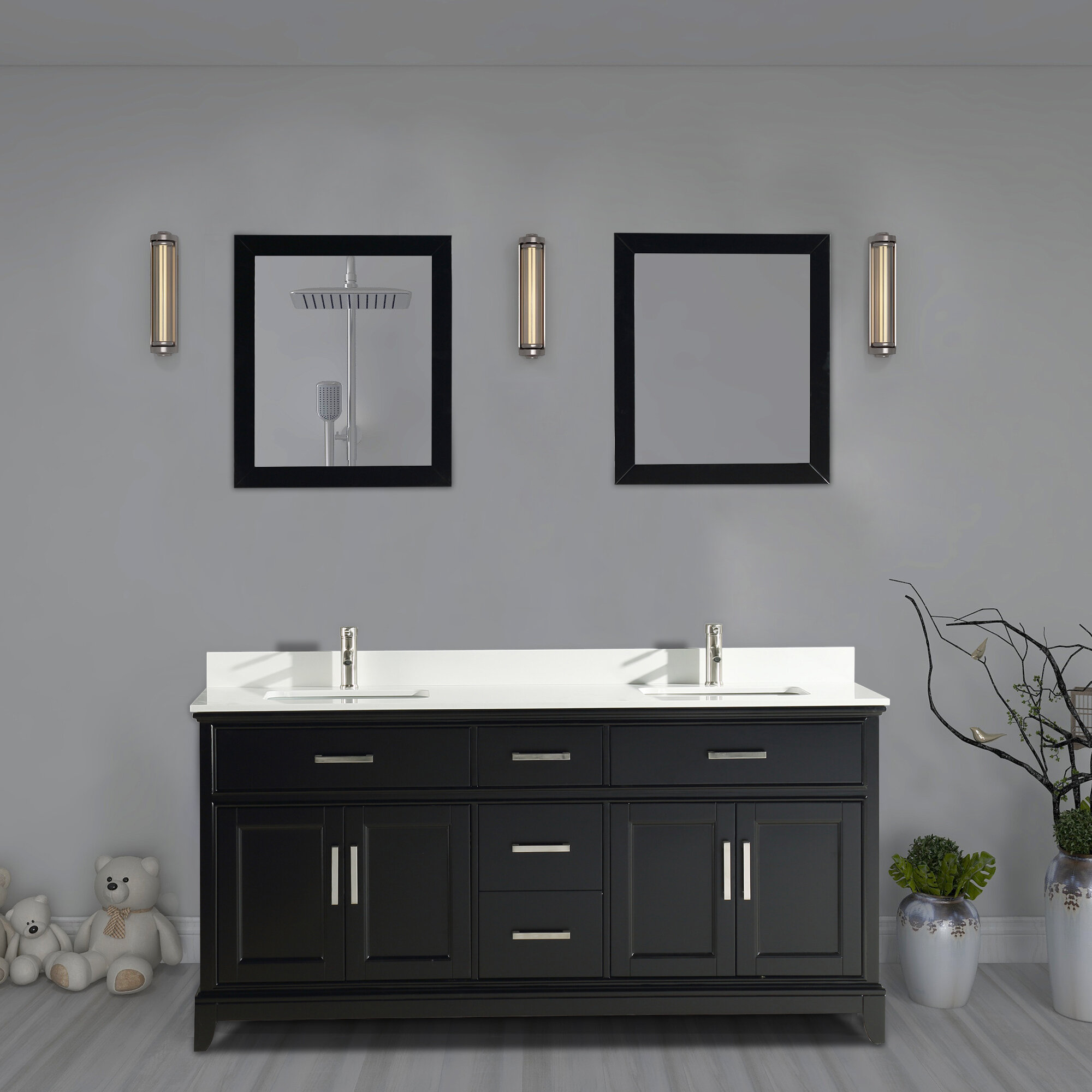 Gracie Oaks Rosemont 72 Double Bathroom Vanity Set With Mirror