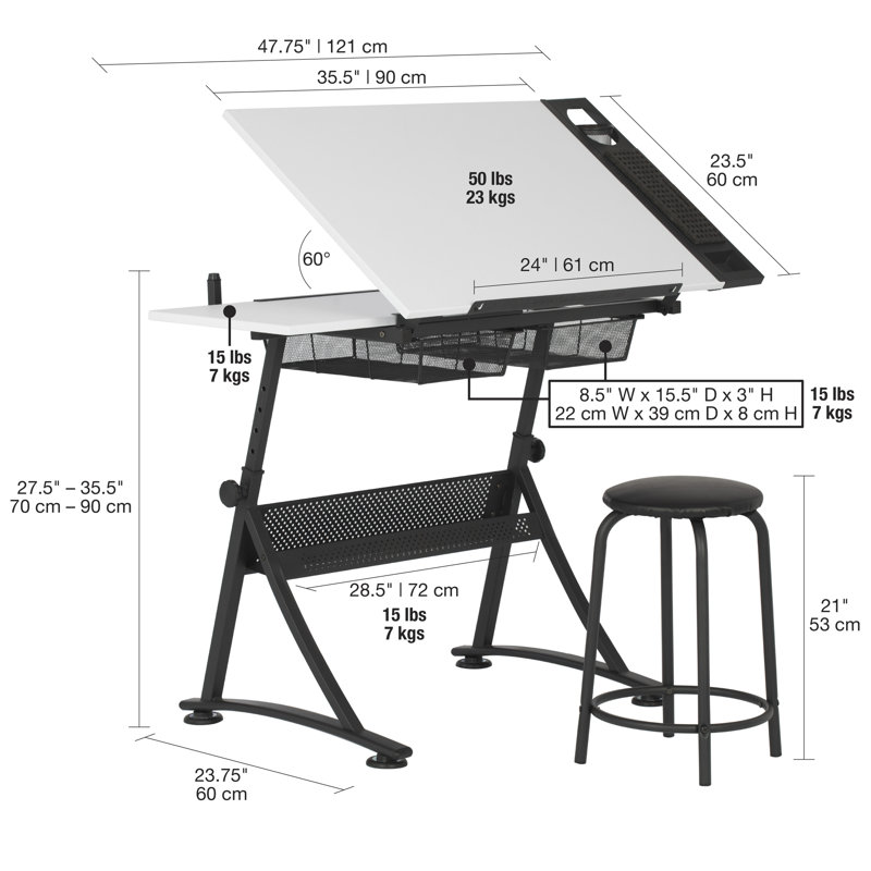 Studio Designs Fusion Height Adjustable Drafting Table And Chair Set Reviews Wayfair