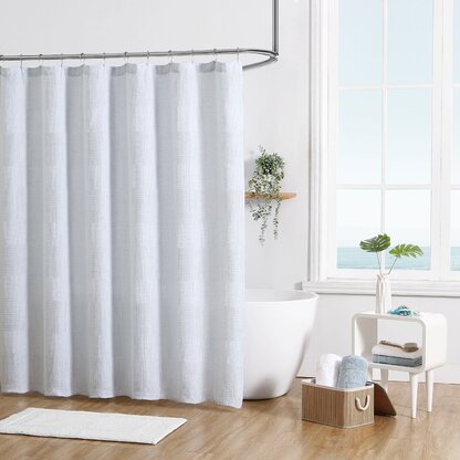 Hotel Luxur Waffle Weave Details about   Extra Long Shower Curtain with 84 inch Height Fabric 