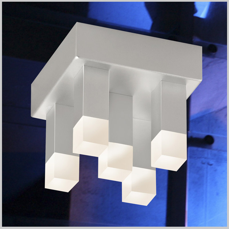Orren Ellis Mokena 5 Light 5 Cluster Square Flush Mount Wayfair
