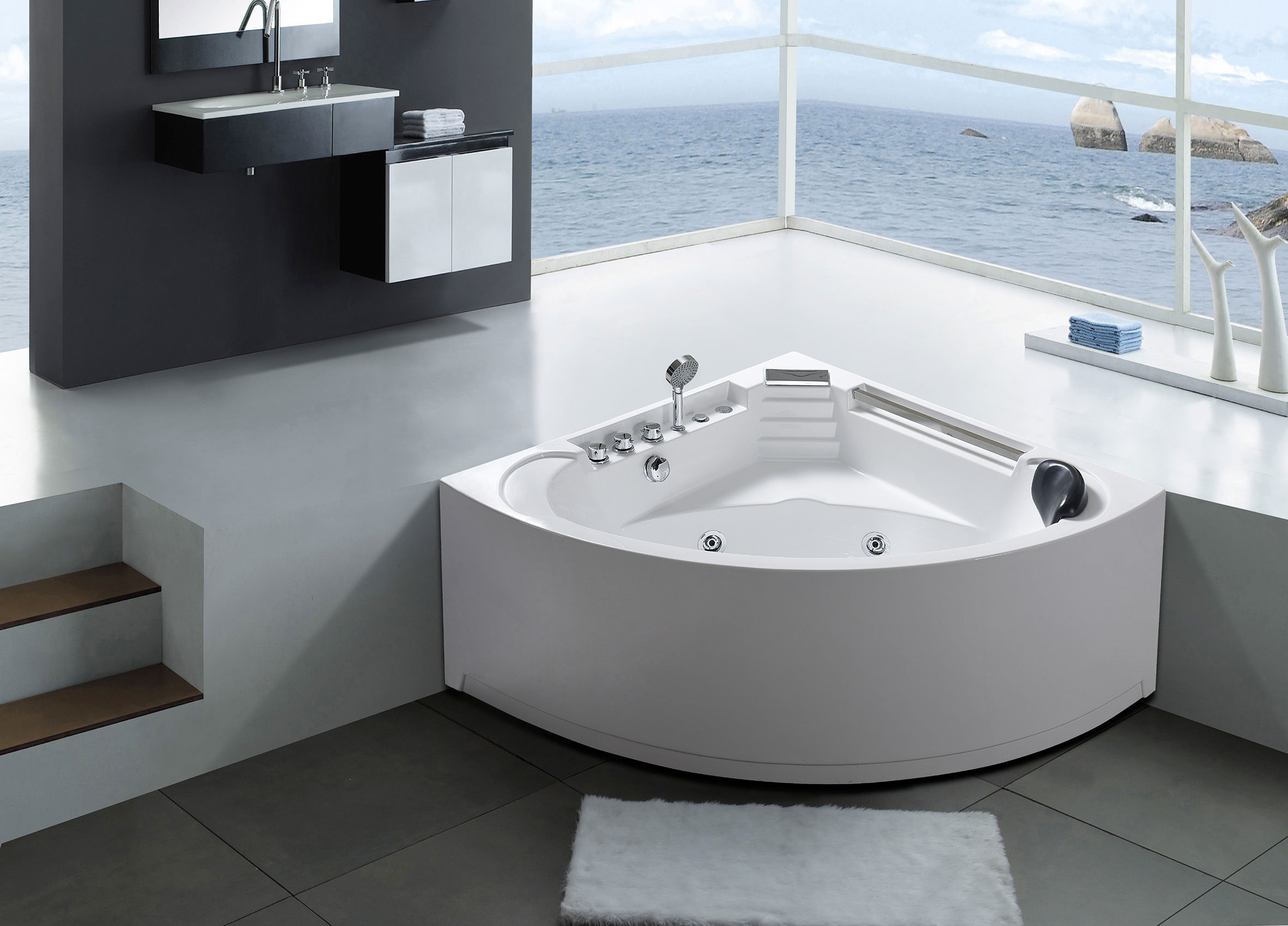 Hourglass II 72 X 42 Acrylic Alcove Right-Hand Drain Whirlpool Bathtub In White | Bathtub, LaurelMountain - View #6