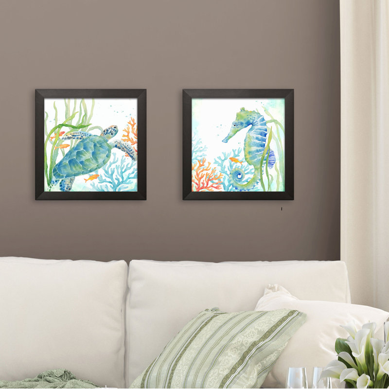 Highland Dunes Lovely Tropical Seahorse And Turtle Underwater 2