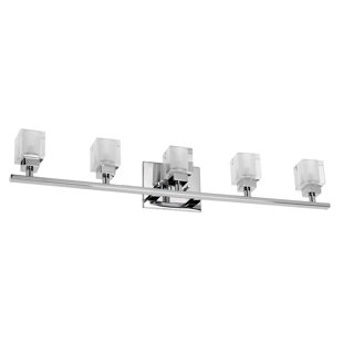 Best Wyndham Glass Cube 5-Light Vanity Light By Latitude Run Wall Lights Wyndham Glass Cube 5-Light Vanity Light By Latitude Run Wall Lights