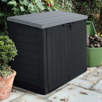 WooDlan Garden Storage Shed Outdoor Storage Cabinet Indoor Storage Utility Cabinet with 3 Shelves Black and Gray 