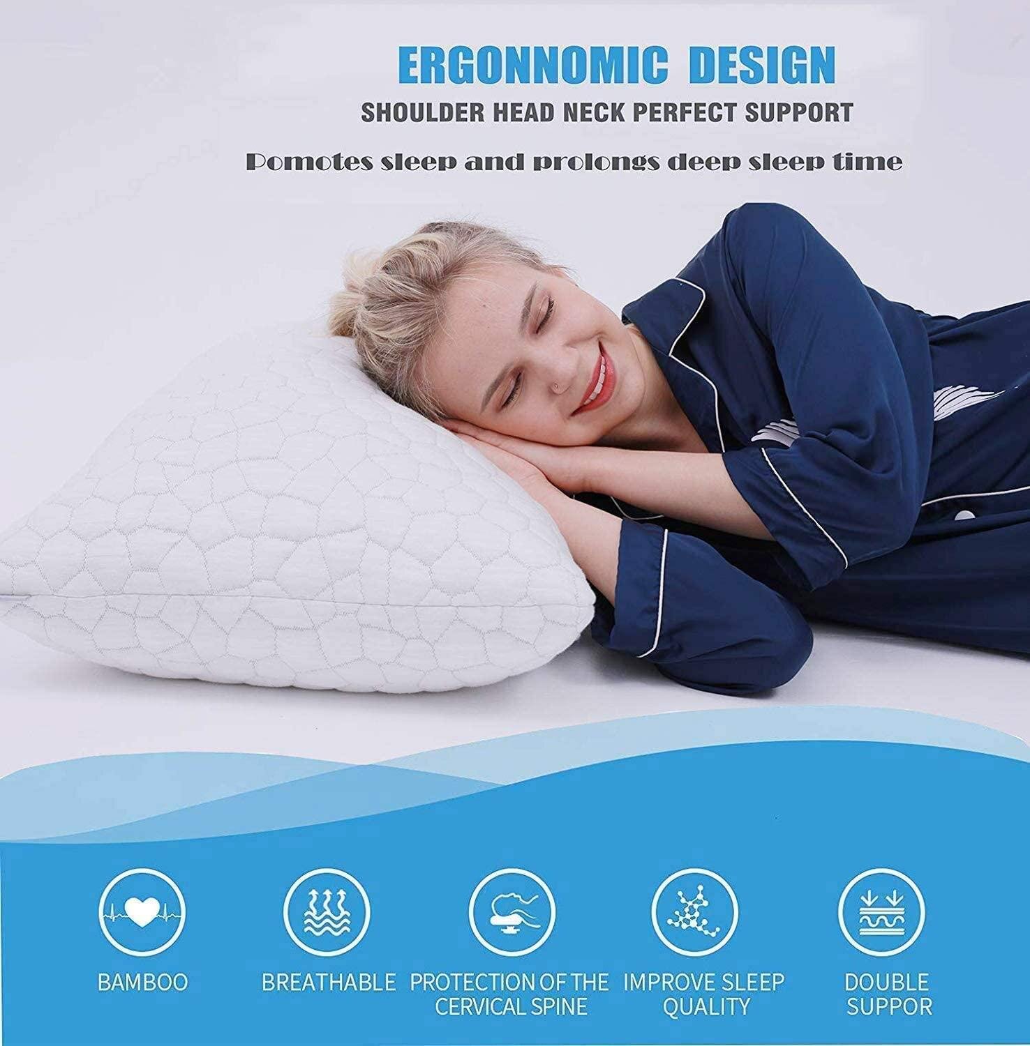 2 Pack Bed Pillows Queen Sz Hypoallergenic Cool Comfort 300 Thread Sleep Pillow 