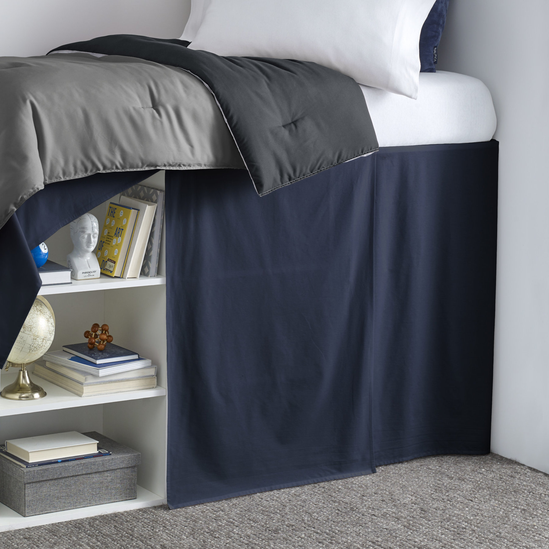 NEW NAUTICA BEACHCOMBER GREEN BLUE TWIN  BED SKIRT 