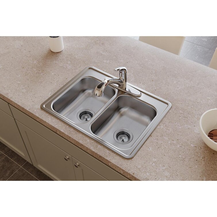 Elkay Dayton 25 L X 19 W Double Basin Drop In Kitchen Sink Reviews Wayfair