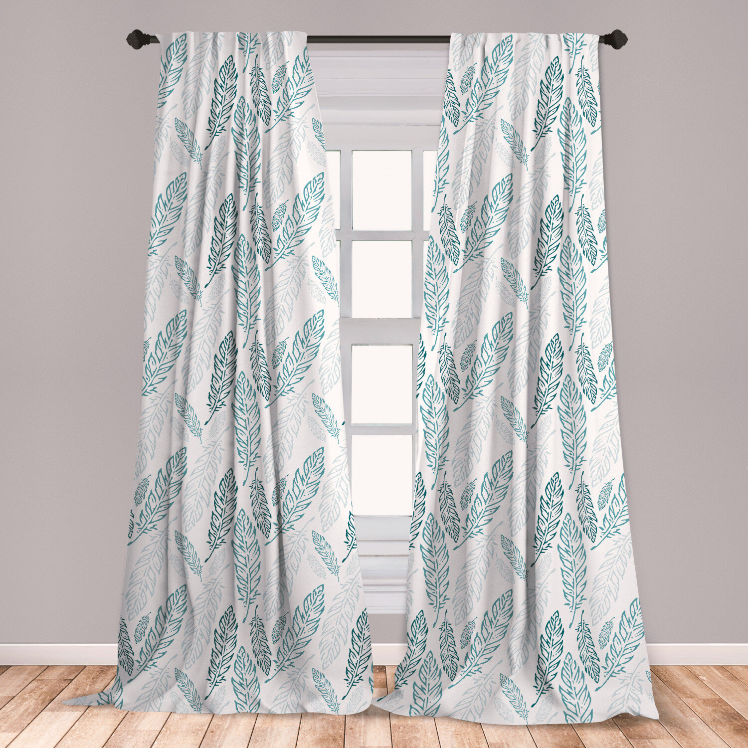 East Urban Home Ambesonne Teal And White Curtains
