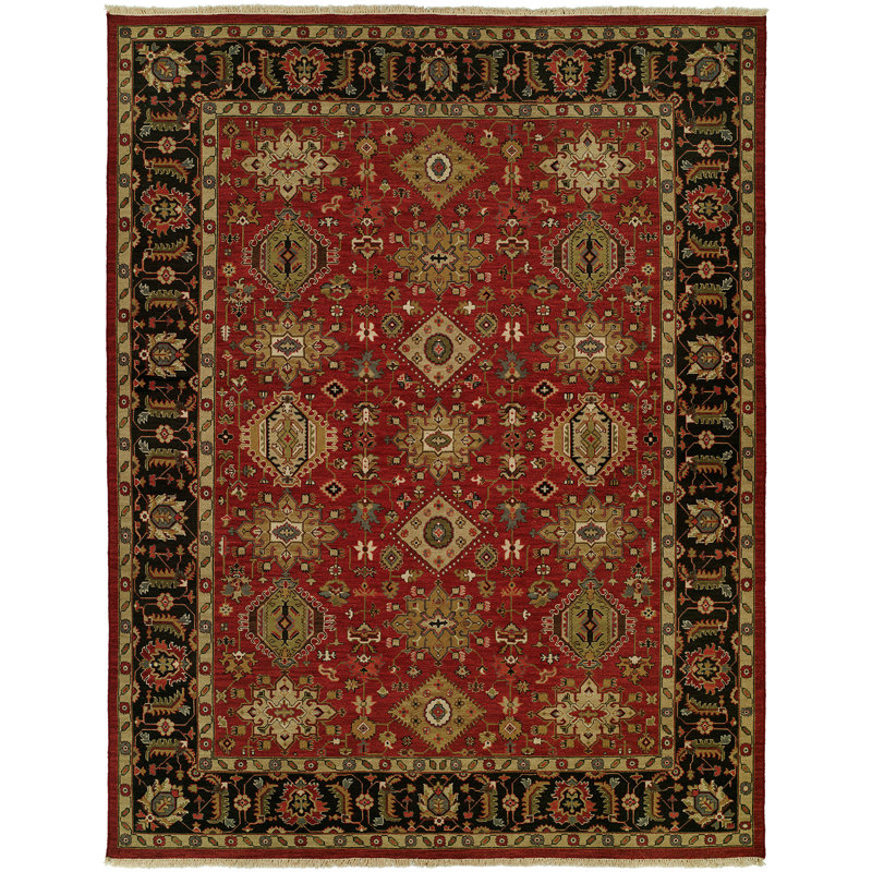 Alcott Hill Domingues Oriental Handwoven Wool Red Black Area Rug Wayfair