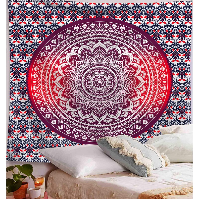 Indian Hippie Bohemian Psychedelic Peacock Mandala Tapestry