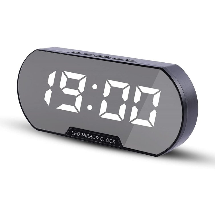 LED Digital Alarm Clock Night Light Thermometer Display Mirror Snooze 12/24H