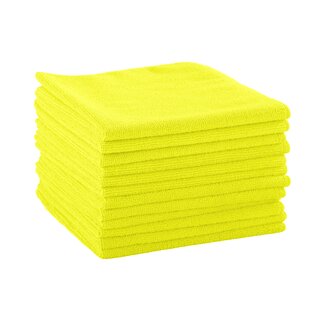 3 YELLOW MICROFIBER CLEANING WASH CLOTH TOWEL RAG 16"x16" 300GSM DISHES GLASS 