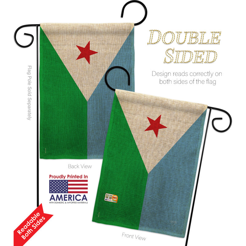 Breeze Decor Djibouti The World Nationality Impressions 2 Sided Burlap 19 X 13 In Flag Set Wayfair