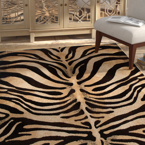 Bloomsbury Market Edolie Animal Print Black Ivory Area Rug Bloomsbury Market Edolie Animal Print