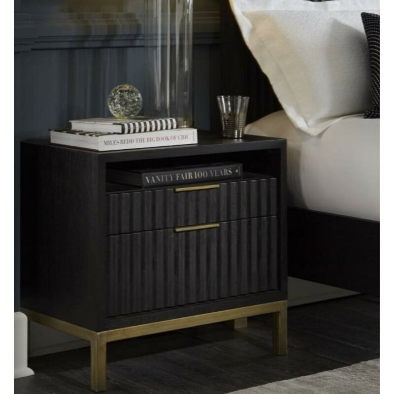 Mercer41 Sloane Wood And Metal 2 Drawer Nightstand Wayfair