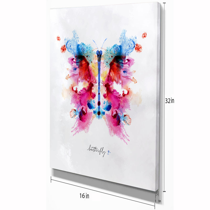 East Urban Home Monotype Colorful Butterfly Watercolor Painting Print On Wrapped Canvas Wayfair