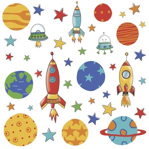 Planets and Rockets Wall Decal