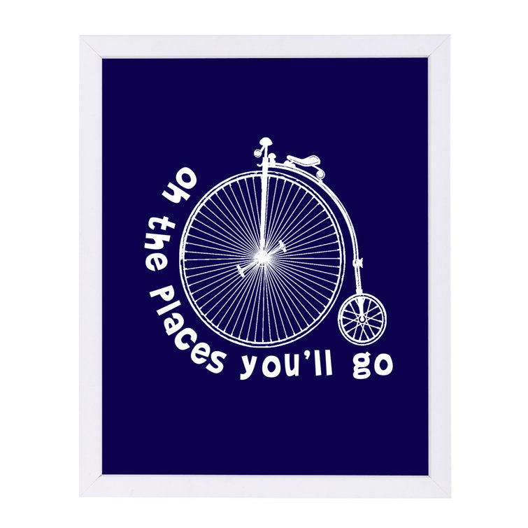 East Urban Home Dr Seuss Bike Navy By Indigo Sage Framed Graphic Art Wayfair
