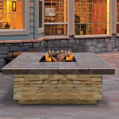 Stone Propane Fire Pit Table Cal Flame Finish Brown