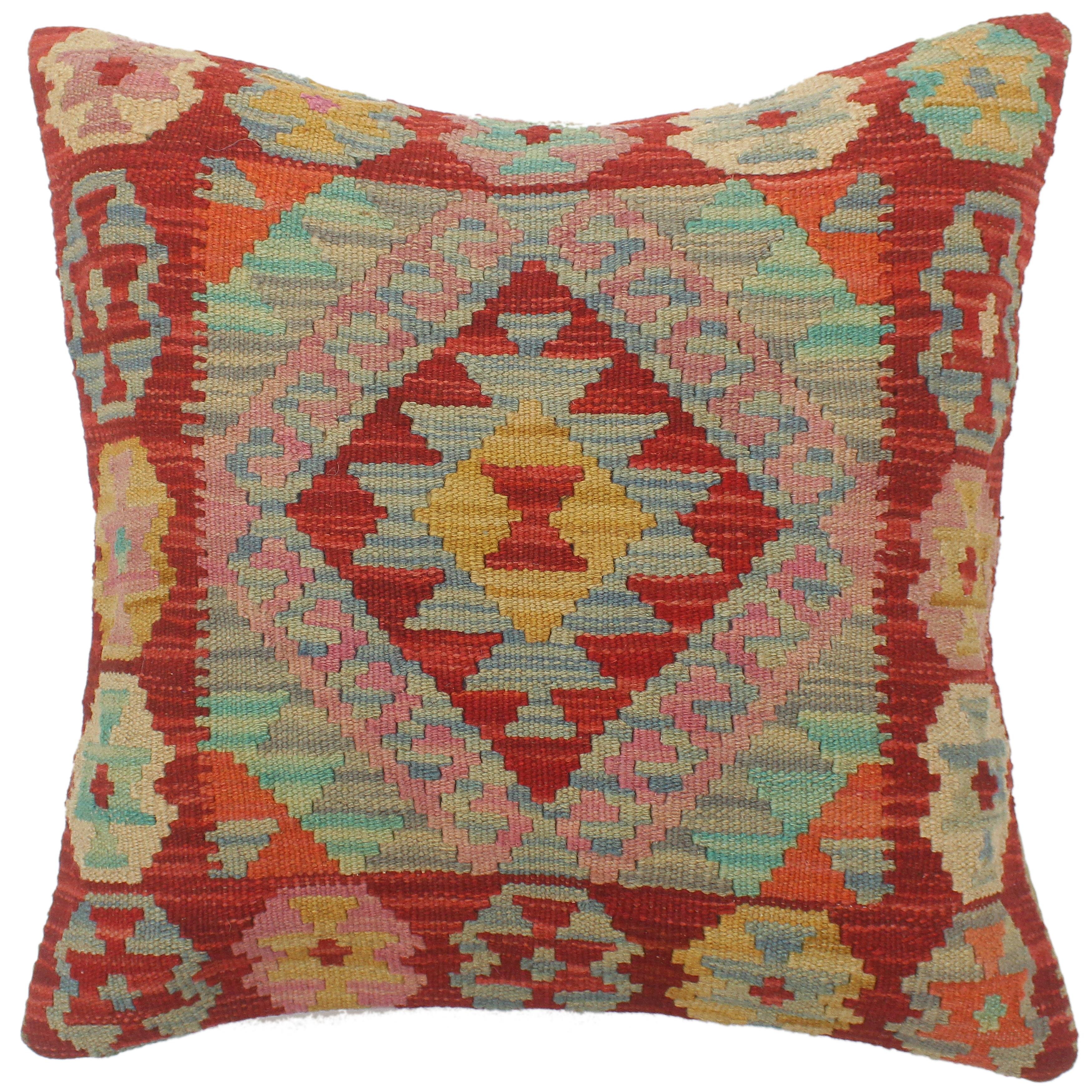 home decor pillow cover cushion cover Tribal kilim pillow lumbar kilim pillow orange kilim pillow Turkish kilim pillow 16x16