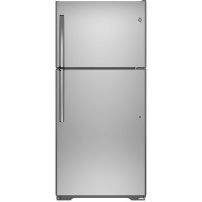 GE Appliances 18.2 cu. ft. Energy Star Top-Freezer Refrigerator Finish: Stainless Steel