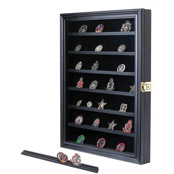 Lockable 30 Military Challenge Coin Glass Door Coin30-OA Poker Chip Sports Coin Display Case Cabinet 