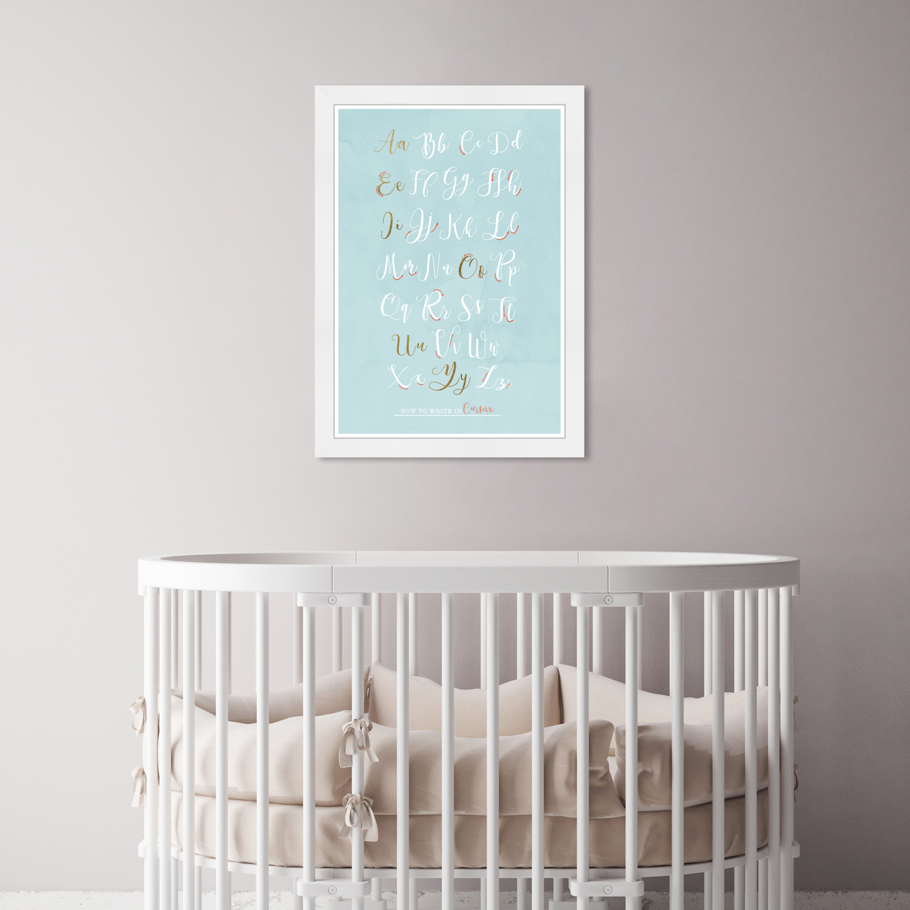 Olivia's Easel Cursive Alphabet Framed Art Wayfair