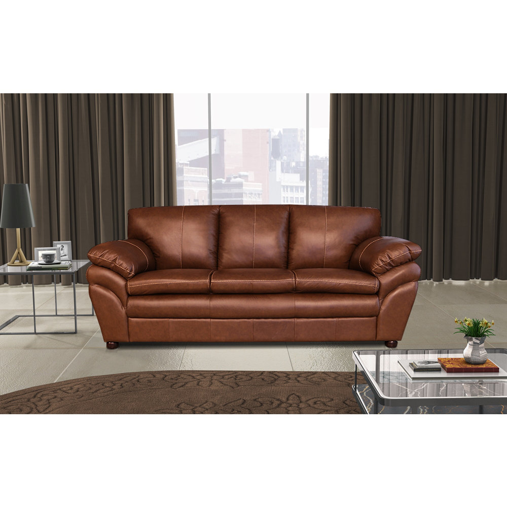 Latitude Run® 84'' Leather Sofa & Reviews | Wayfair