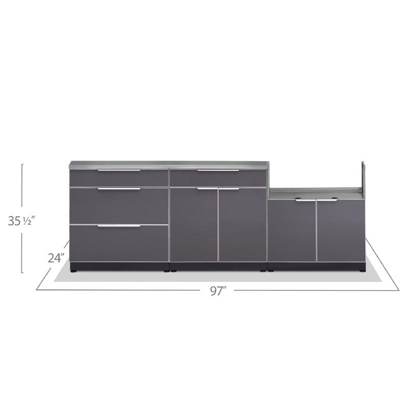 Newage Products Aluminum 97 4 Piece Modular Outdoor Kitchen With