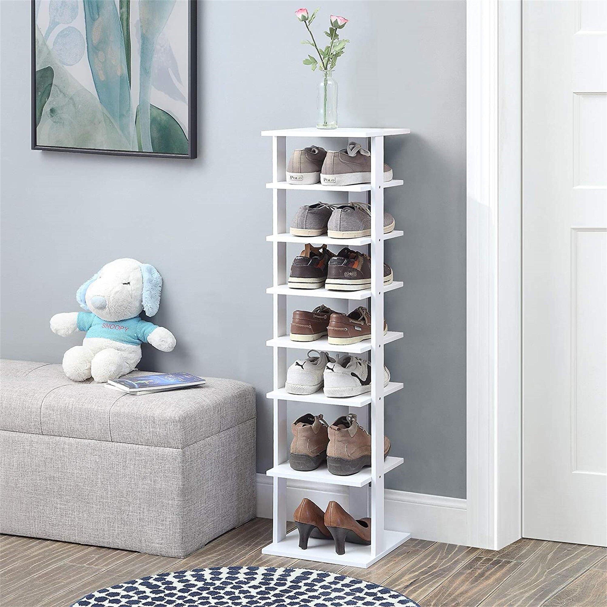 Quick Assembly No Tools Required 5 Tier Shoe Rack Organiser Grey 