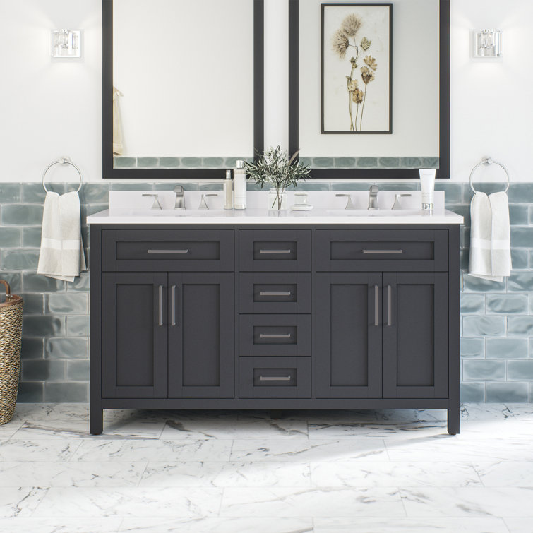 Gracie Oaks Tahoe 60 Double Bathroom Vanity Set Reviews Wayfair