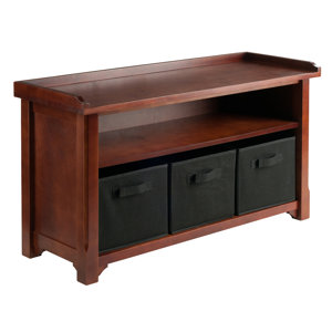 Mclaughlin Storage Bench with 3 Foldable Fabric Baskets
