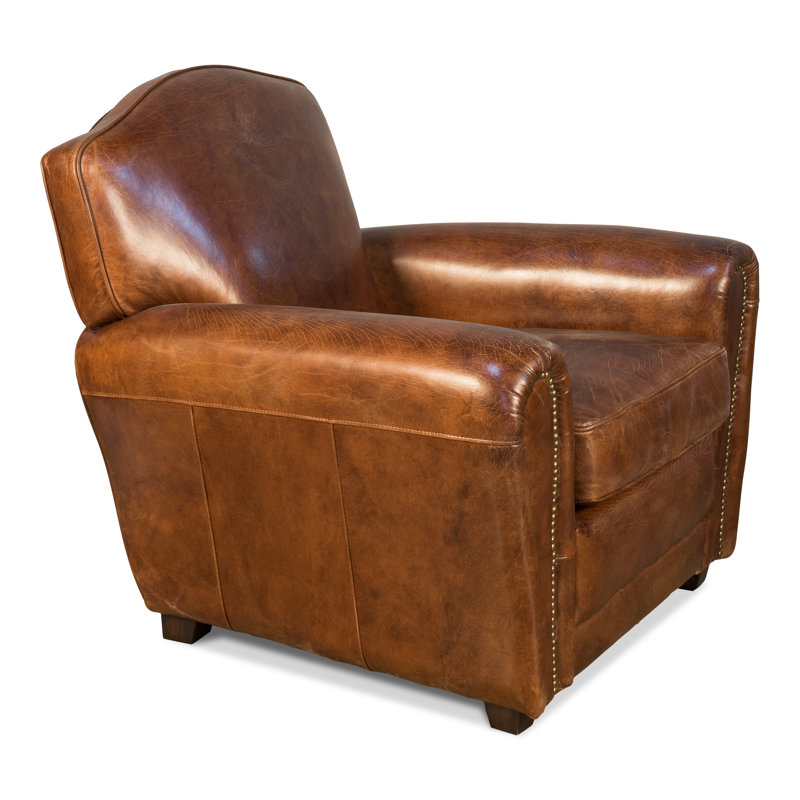 Loon Peak® Buenrostro 36’’ Wide Genuine Leather Top Grain Leather Club