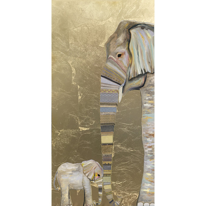 Bungalow Rose Elephant Baby And Mama Acrylic Painting Print On