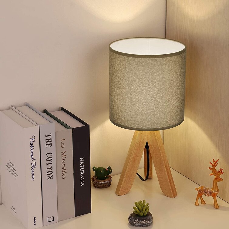 Bedroom Small Table Lamp Cute Desk Lamp Nightstand Lamp with Fabric Shade Tripod Base for Kids Room Office Study Room Dorm Room White Coffee Table 