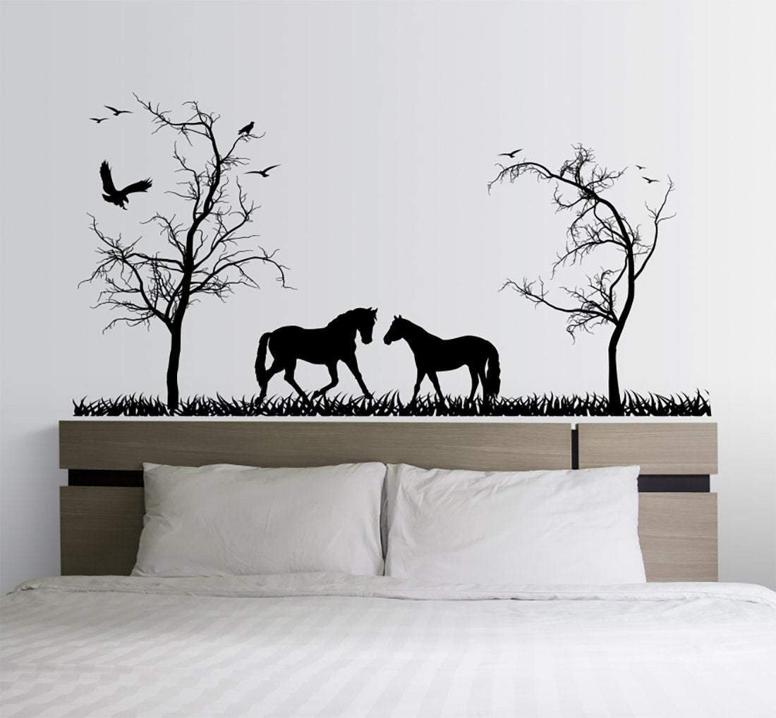 Millwood Pines Horses Trees And Grass Silhouette Vinyl Wall Words Decal