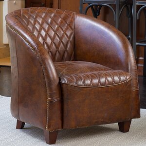 Wilmette Tufted Leather Barrel Chair