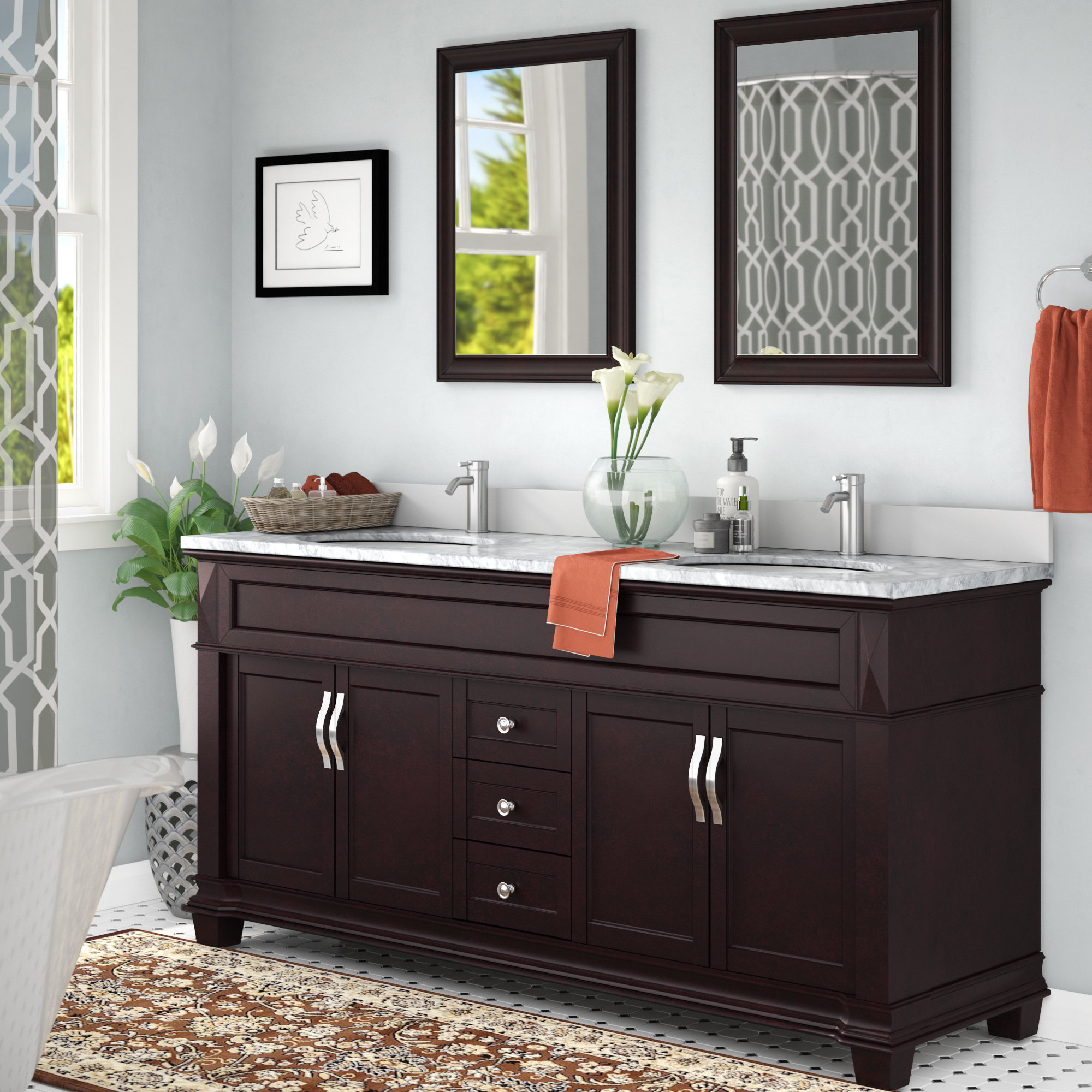 Darby Home Co Kace 72 Double Bathroom Vanity Set With White