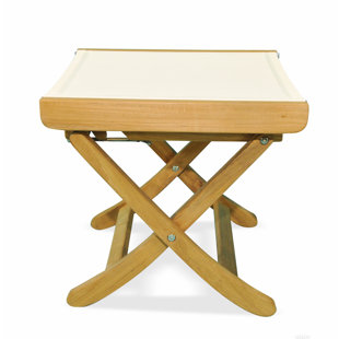 Go to store & view more images Parakh Teak Foot Stool Side Table Cream Sling Fabric by Bayou Breeze