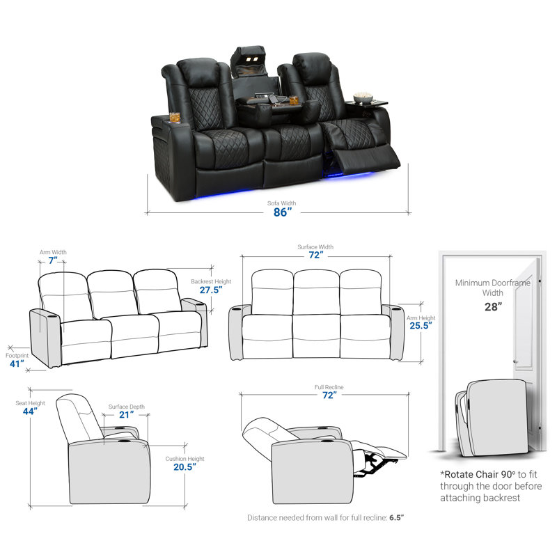 Latitude Run Leather Home Theater Sofa Reviews Wayfair