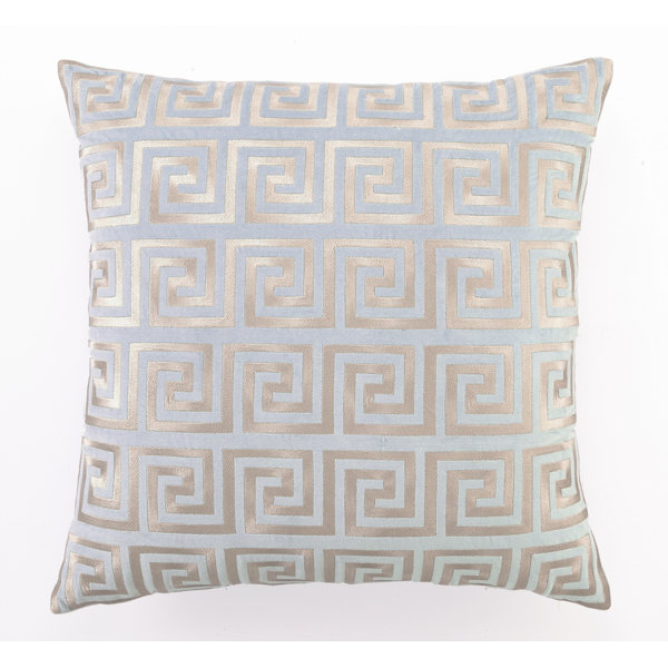 D L Rhein Embroidered Greek Key Linen Throw Pillow Reviews