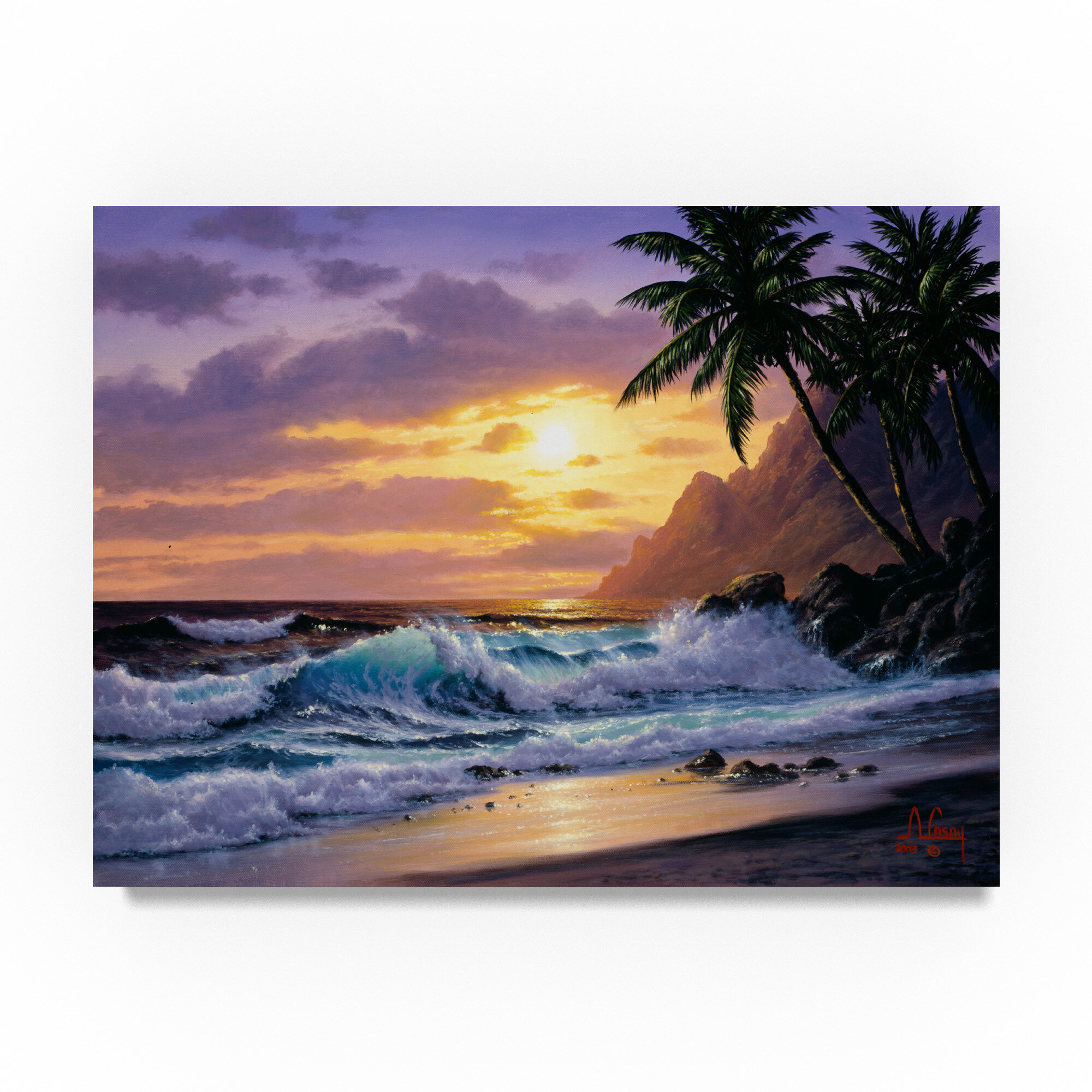 Trademark Art Sunset Beach 3 Oil Painting Print On Wrapped