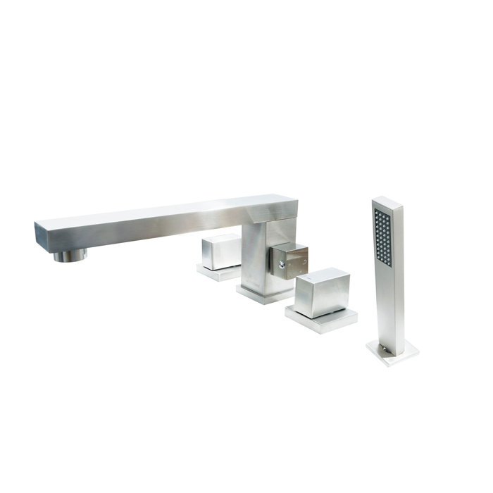 3 Handle Deck Mount Roman Bathtub Faucet With Hand Shower ...