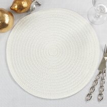 Round Placemats & Coasters Sets of 4/6/8 Easy Wipe Clean White Gloss Finish 