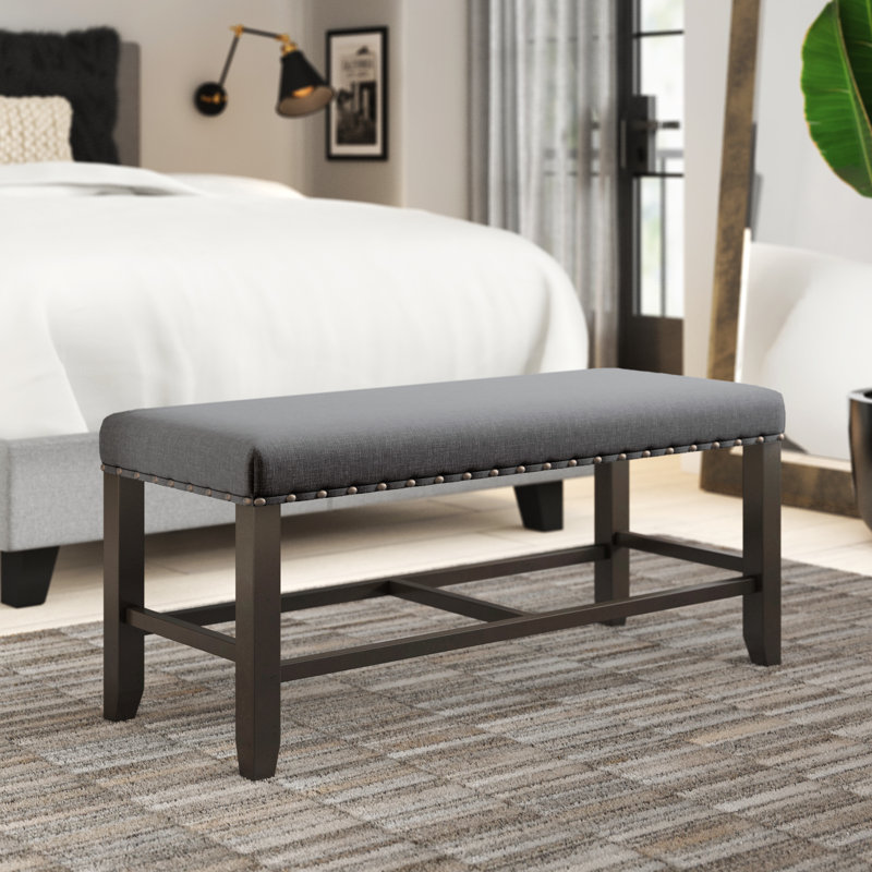 Greyleigh Haysi Counter Height Upholstered Bench With Nailhead