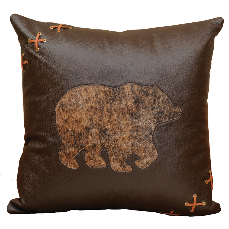 Wooded River Decorative Bear Cut Out Leather/Suede Throw ...
